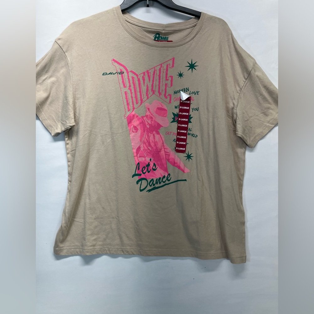 DAVID BOWIE GRAPHIC TEE‎ 100% COTTON UNISEX XL TAN NEW